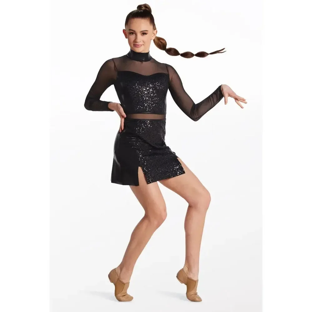 Pre-Owned Dance Costume Large Child Black Weissman 14494 Jazz Tap Acro Musical